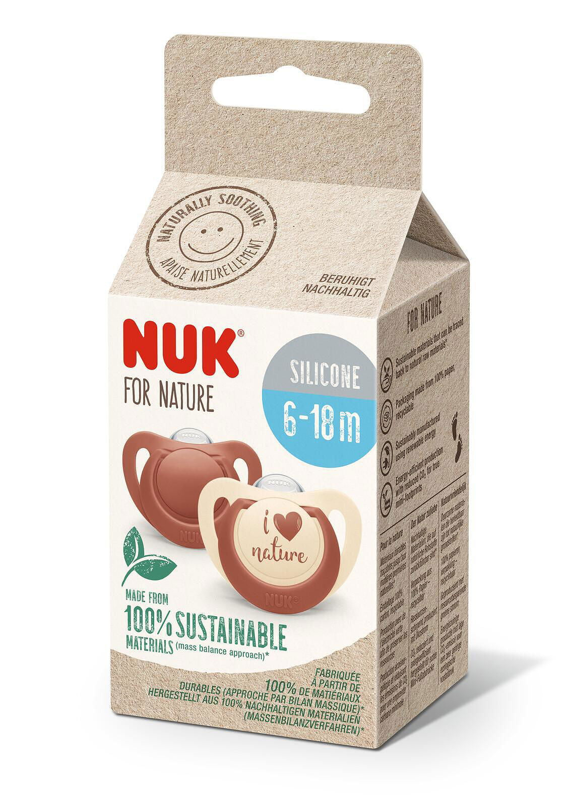 Nuk For Nature Биберон Залъгалка Силикон 6-18 Мес. 2Бр. Червена --- BebeMama