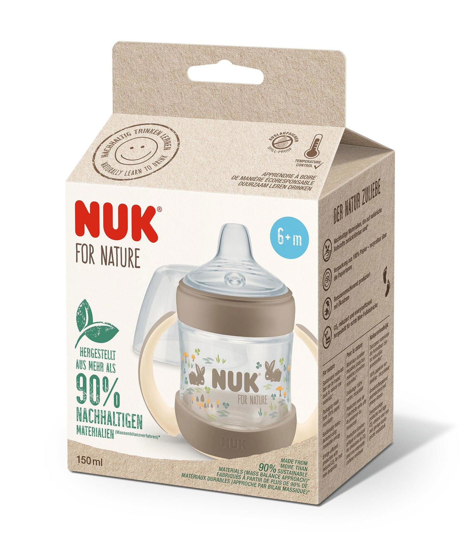 Nuk For Nature Шише За Сок Рр Temperature Control 150Мл. Със Силиконов Накрайник 6+Мес. Крем --- BebeMama