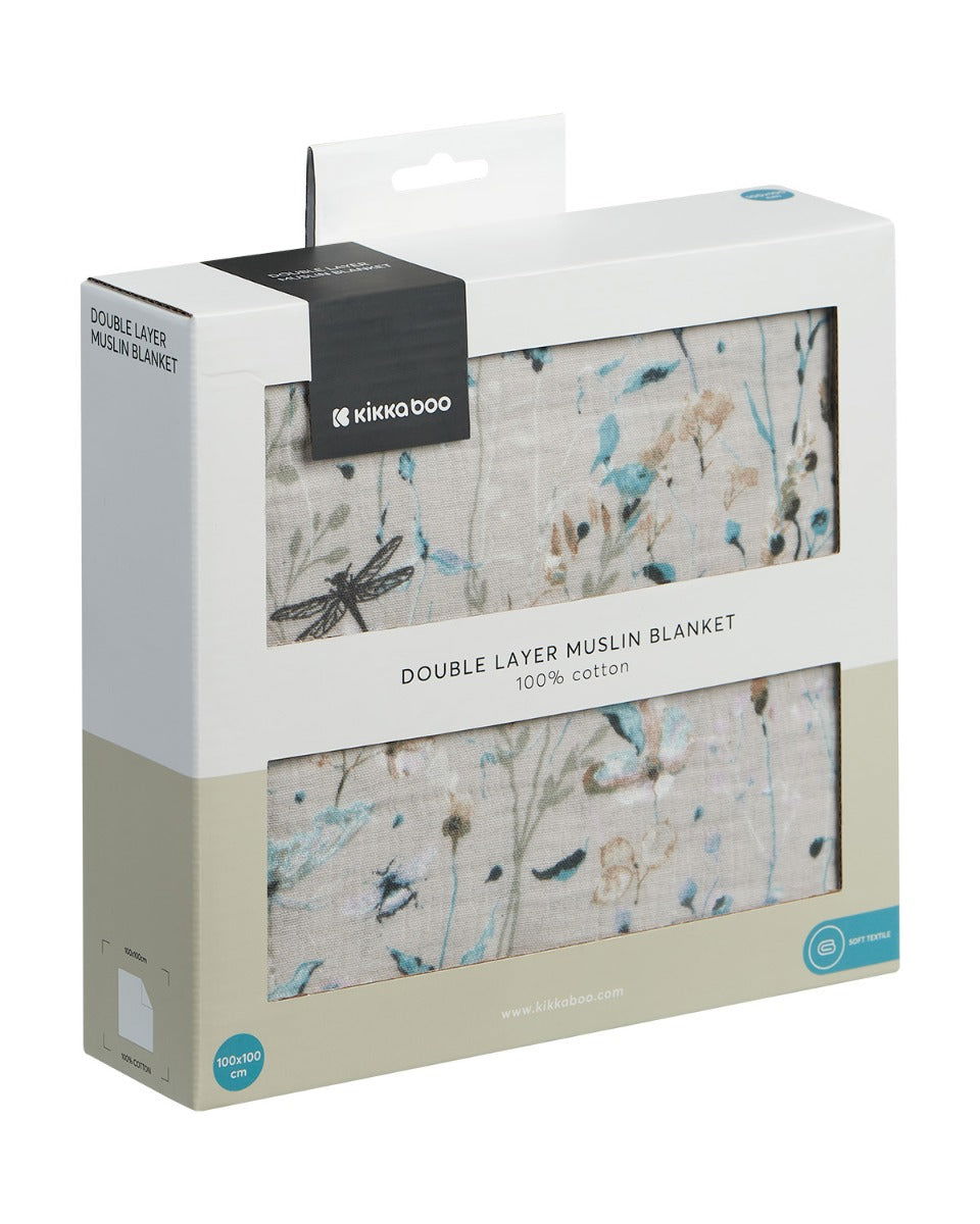 Oдеяло От Муселин Двупластово 100Х100 См Dreamy Fields Grey --- BebeMama