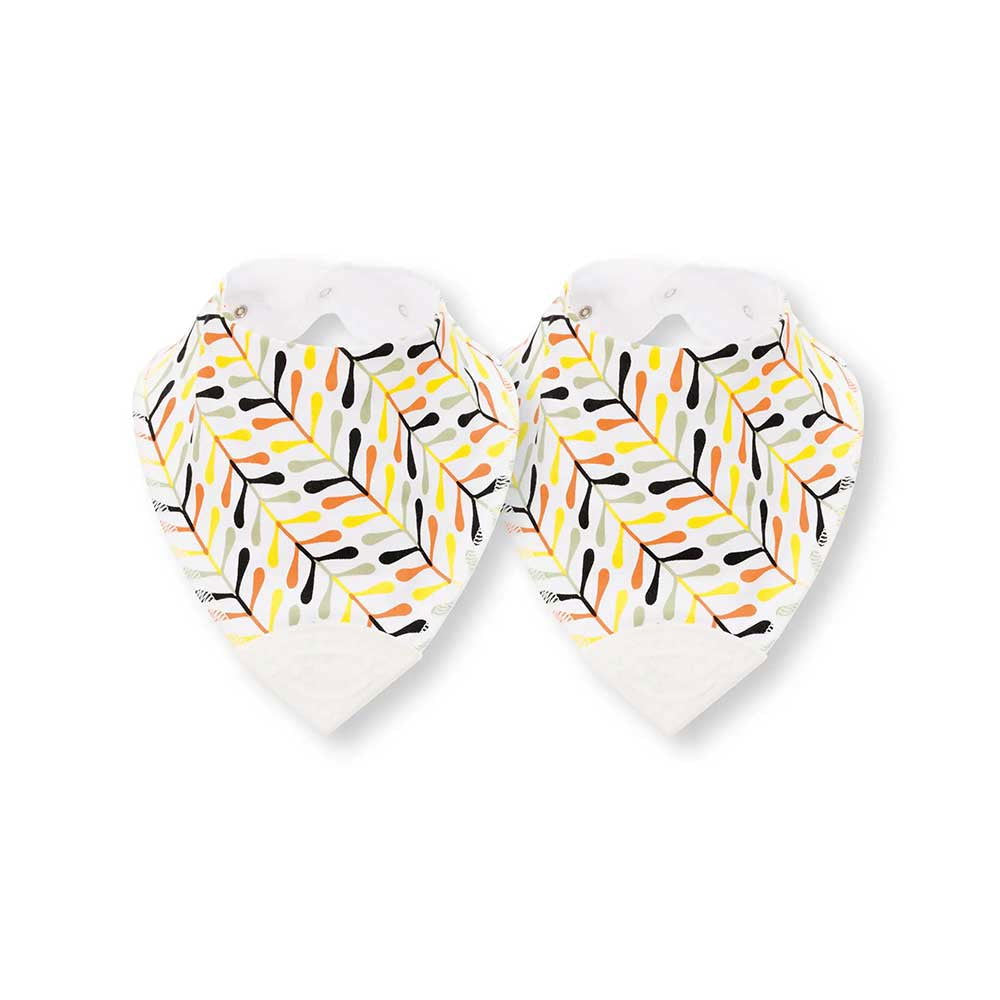 Fillikid Лигавник-Бандана С Чесалка 2 Бр. - Leaves Жълт/Orange --- BebeMama