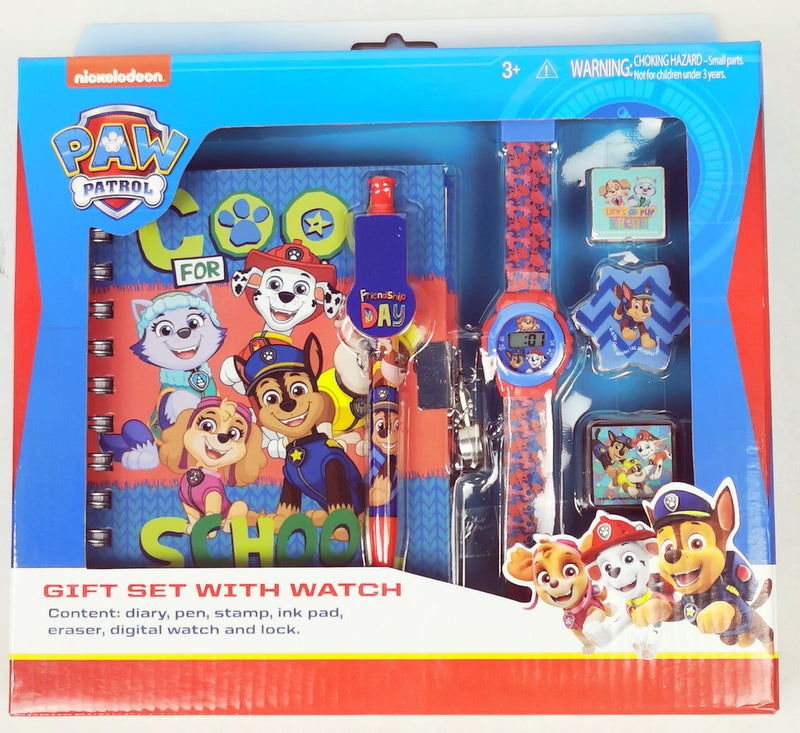 Подаръчен Комплект Пау Патрул С Таен Дневник С Катинарче Печати Мастилница Гума Острилка Химикал С Клипс И Часовник 22X26X5 - Играчки - Thesmileofyourbaby - BebeMama