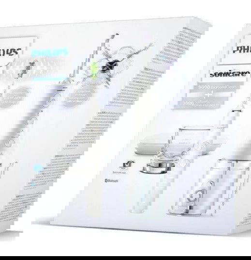 Philips Sonicare К-Кт Ел. Четкa За Зъби Diamond Clean 9000 + Орален Душ Power Flosser 3000 - Бял --- BebeMama