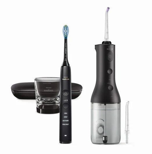 Philips Sonicare К-Кт Ел. Четкa За Зъби Diamond Clean 9000 + Орален Душ Power Flosser 3000 - Черен --- BebeMama