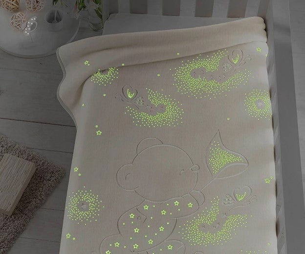 Pielsa - Одеяло Със Светещи Кристали Мече И Пеперуди 110Х140 См Натурално Кутия --- BebeMama