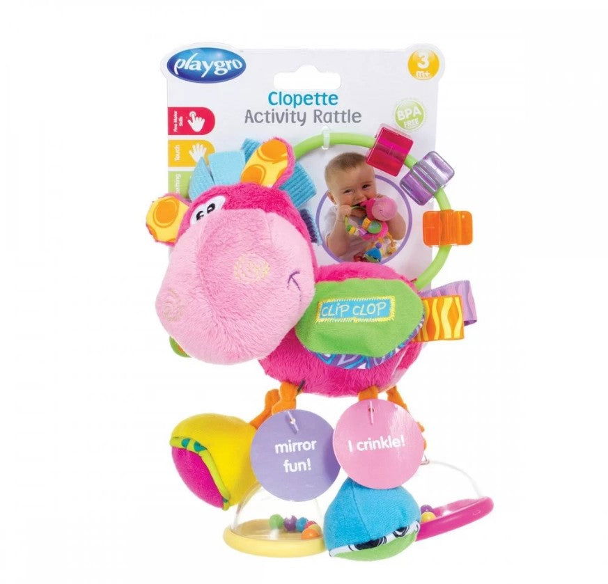 Playgro Дрънкалка Конче Хоп Троп Розов Цвят 3М+ --- BebeMama