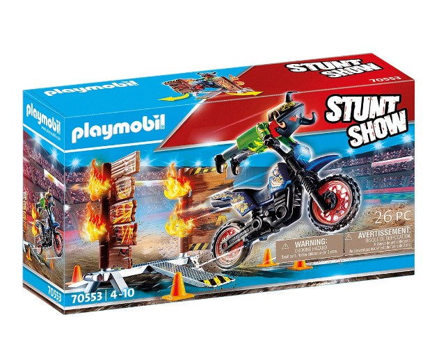 Playmobil - Каскадьорско Шоу Мотоциклет С Огнена Стена --- BebeMama