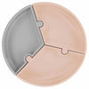 Minikoioi Puzzle Силиконова Чиния С Вакуум - 3 Части - Beige/Powder Grey --- BebeMama