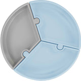 Minikoioi Puzzle Силиконова Чиния С Вакуум - 3 Части - Mineral Син/Powder Grey --- BebeMama