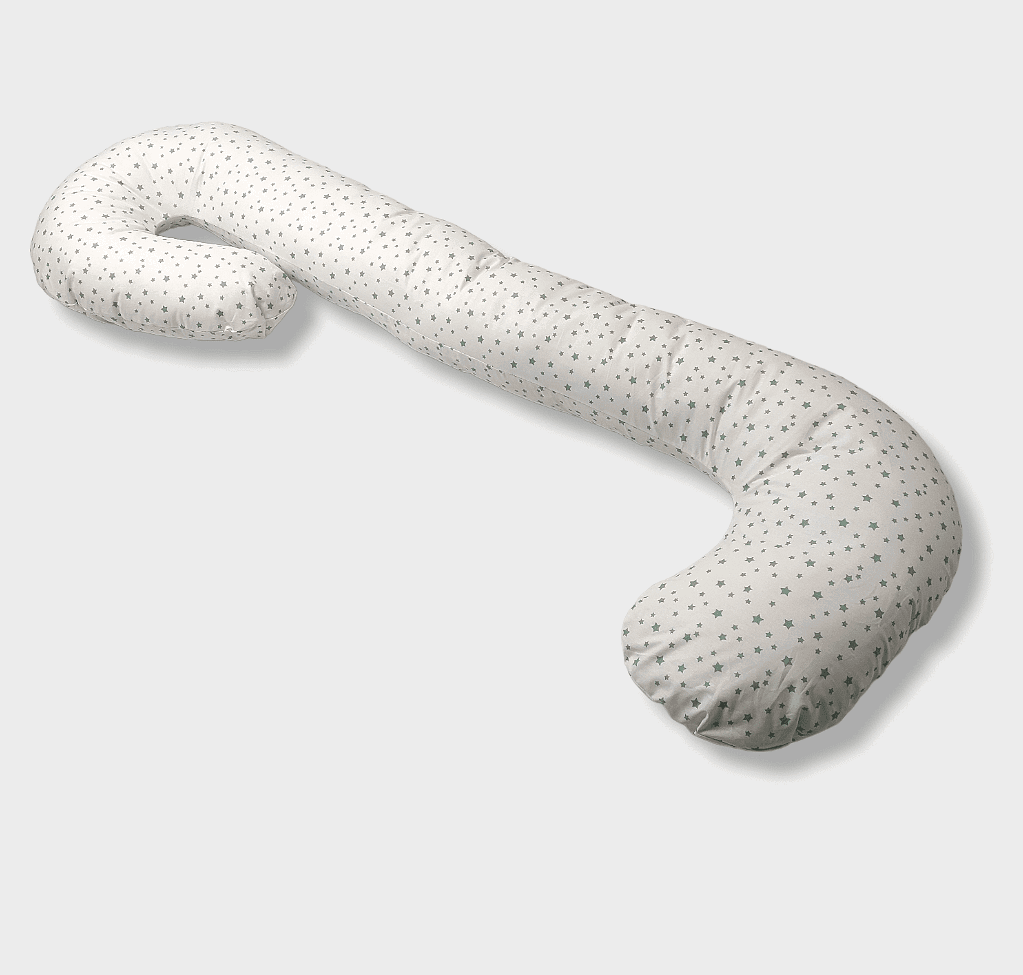 Rainy Възглавница За Бременни И Кърмене "С" Форма Мента Звезди --- BebeMama