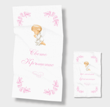 Rainy Комплект Хавлии За Кръщене "Свето Кръщение" За Момиче Розов --- BebeMama