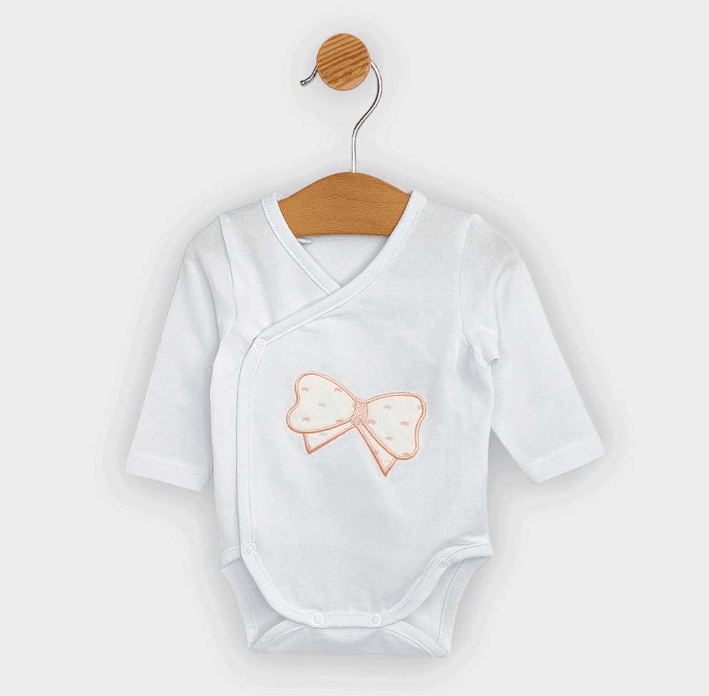 Rainy Бебешко Боди Панделка Със Странично Закопчаване 48-68 См. Бял --- BebeMama