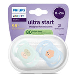 Залъгалки Ultra Start 0 2м Пастелни Декор Усмивка И Очички, Момче Philips Avent