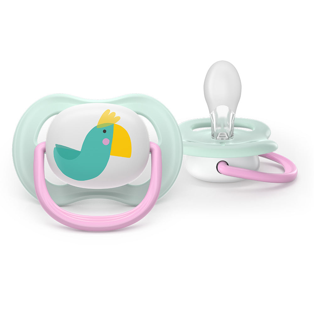 Залъгалки Ultra Air Happy 0 6м Розово С Папагал И Ягода Philips Avent