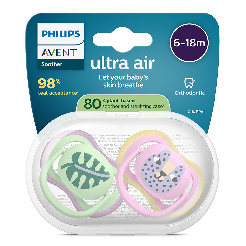 Залъгалки Ultra Air 6 18м Листо И Коте, Розово Philips Avent