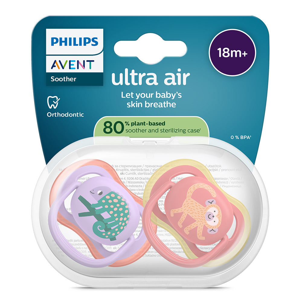 Залъгалки Ultra Air 18м+ Хамелеон И Маймунка, Лилаво Philips Avent