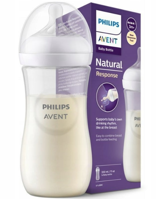 Biberon Philips Avent Natural Response 330 ml + suzetă 4 Natural Response 3M+