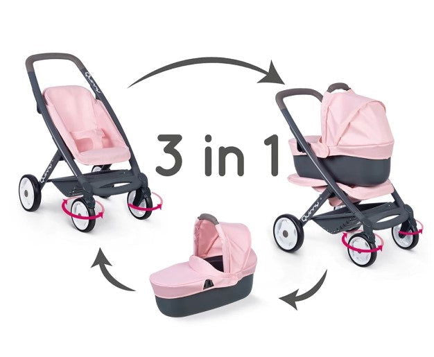 Smoby - Количка За Кукли 3-В-1, Розова --- BebeMama