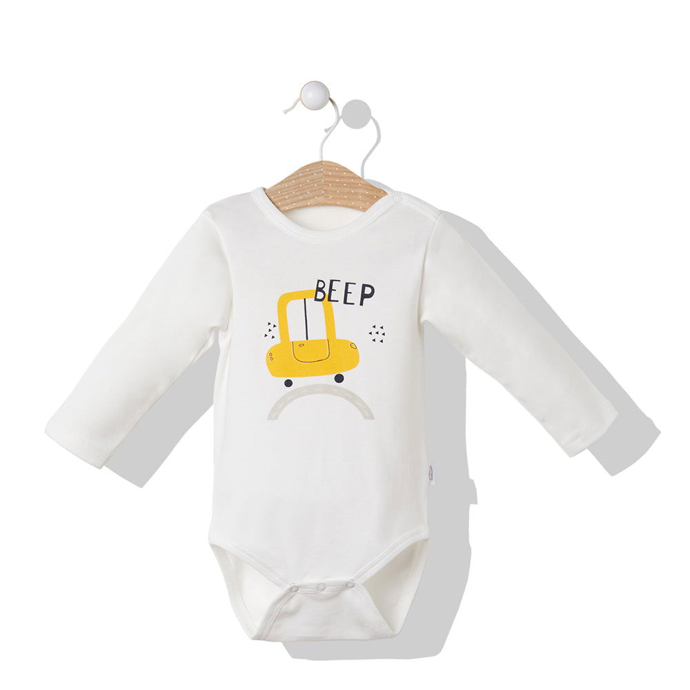 T2867 Боди Д.Р. Painted Cars Екрю 98Cm --- BebeMama