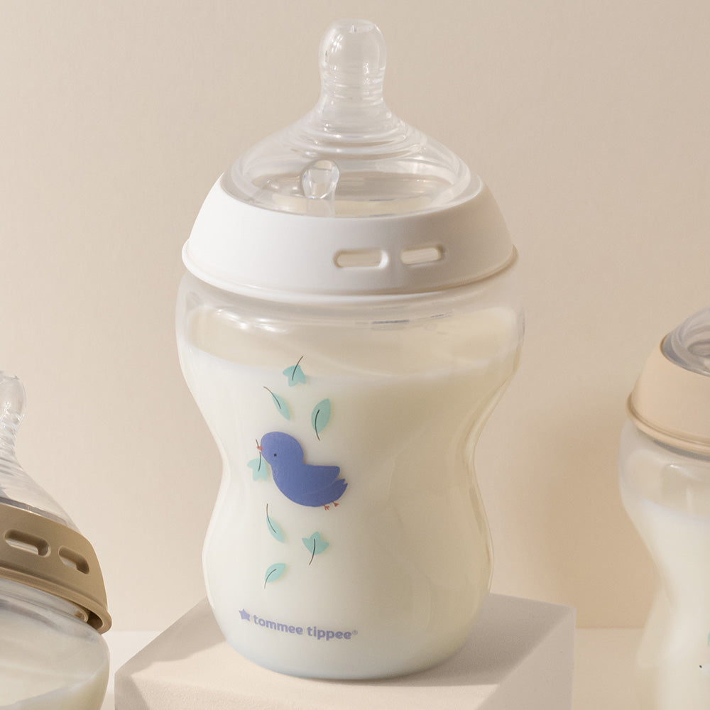 Шише За Хранене Natural Start Самостерилизиращо С Декор Пате, 260 Мл, 0м+ Tommee Tippee