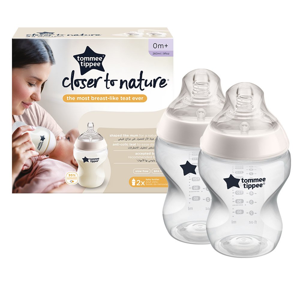 Biberon Tommee Tippee Closer To Nature Easi Vent, 260 ml, pachet de 2 bucăți