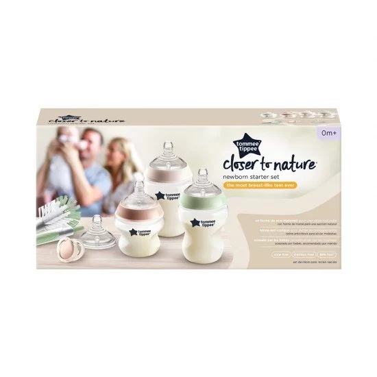 Комплект За Новородено Natural Start Самостерилизиращо + Четка За Шишета Tommee Tippee