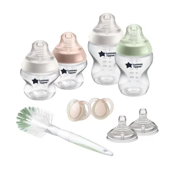 Комплект За Новородено Natural Start Самостерилизиращо + Четка За Шишета Tommee Tippee