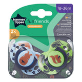 Ортодонтични Залъгалки Tommee Tippee Fun Friends, 18-36М, Син Заек/Зелена Катерица + Кутия За Стерилизиране