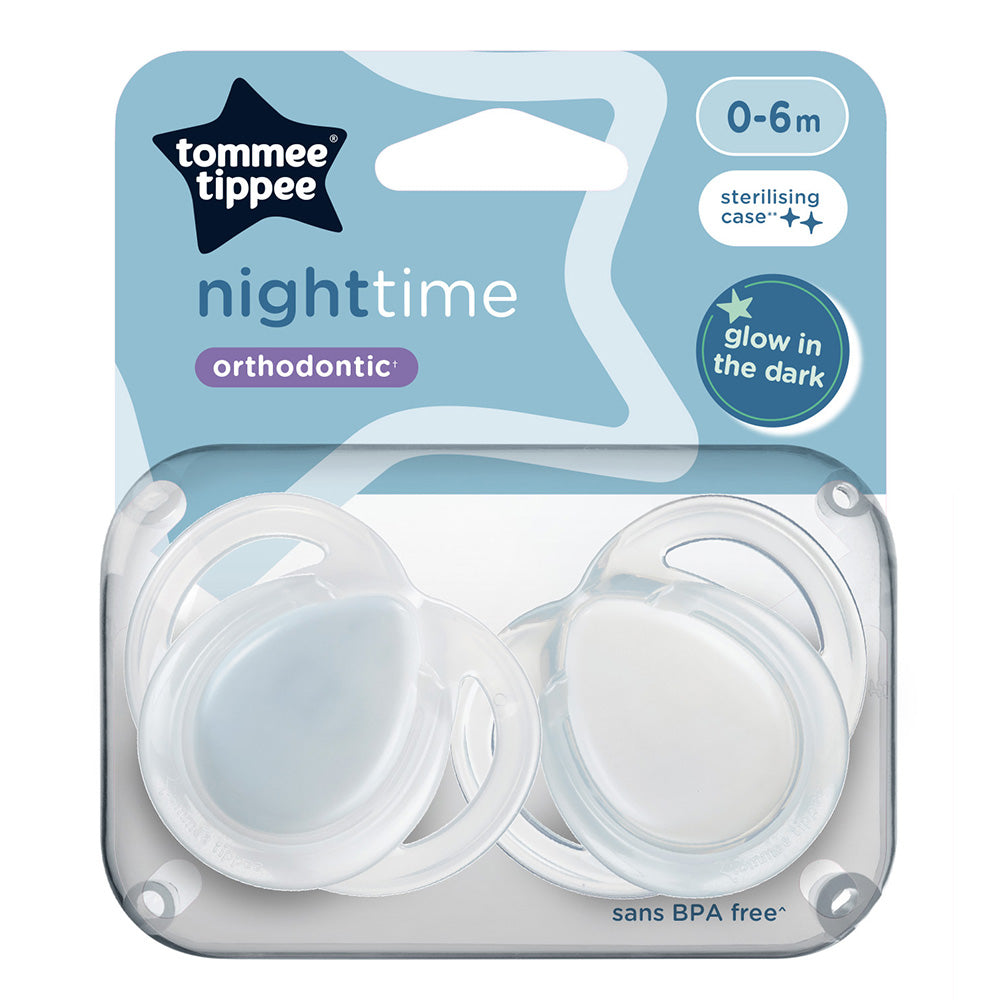 Залъгалки Night Time 0 6м, 2 Бр. Оп., Бял Син Tommee Tippee