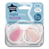 Залъгалки Night Time 0 6м, 2 Бр. Оп., Розов Tommee Tippee