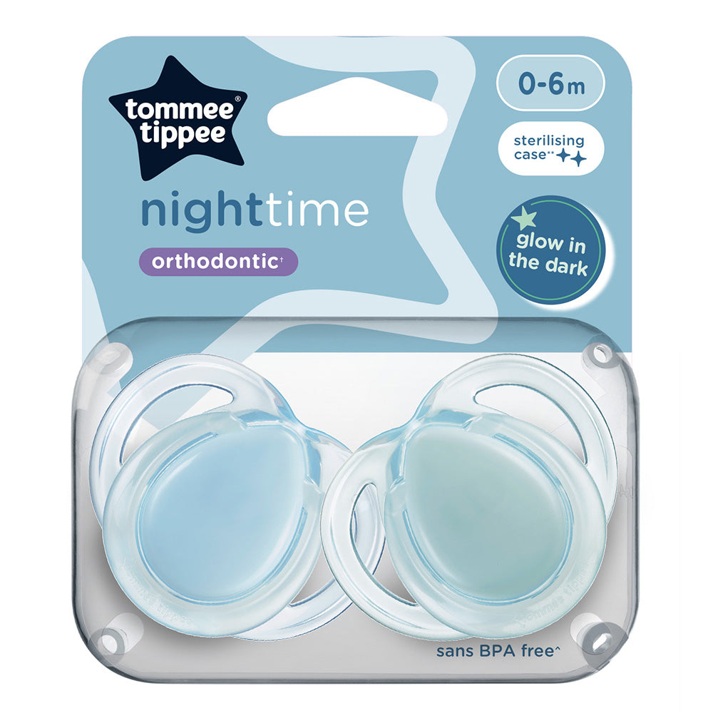 Залъгалки Night Time 0 6м, 2 Бр. Оп., Син Tommee Tippee