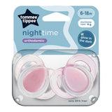 Залъгалки Night Time 6 18м, 2 Бр. Оп., Розов Tommee Tippee