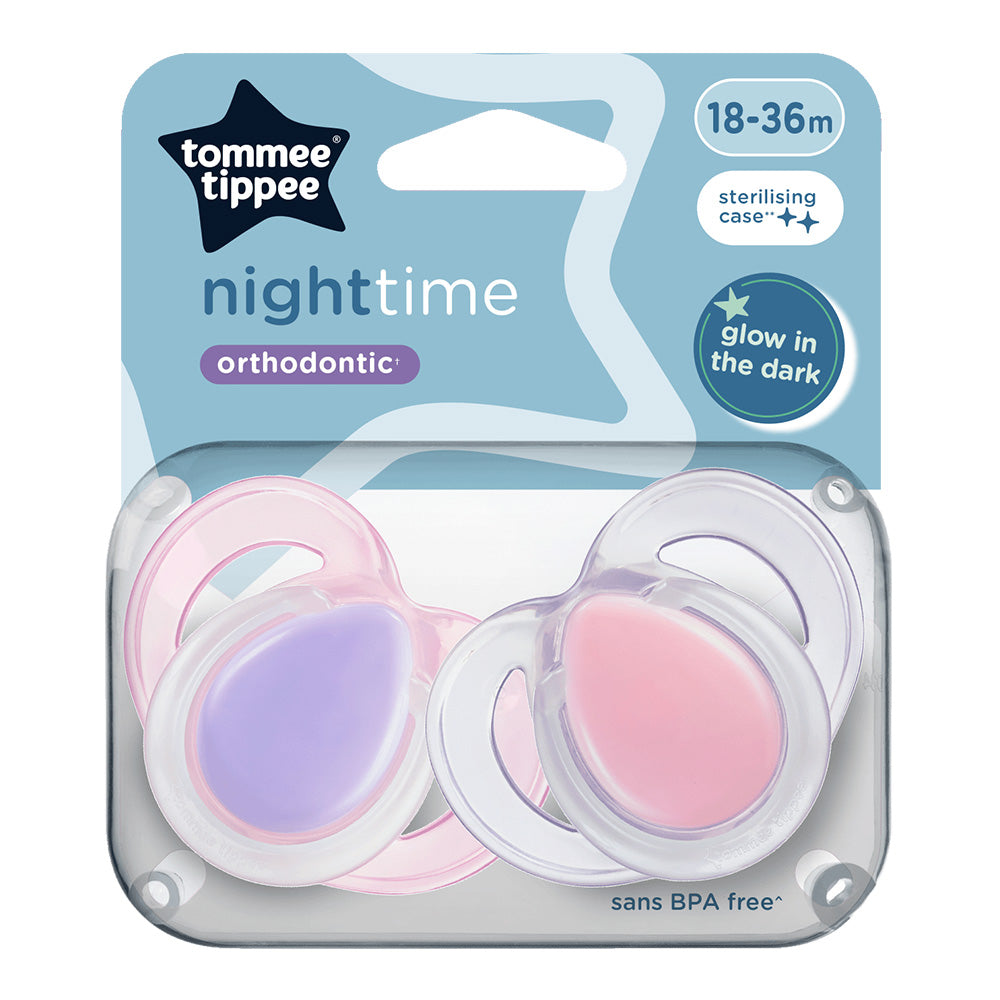 Залъгалки Night Time 18 36м, 2 Бр. Оп., Розов Tommee Tippee