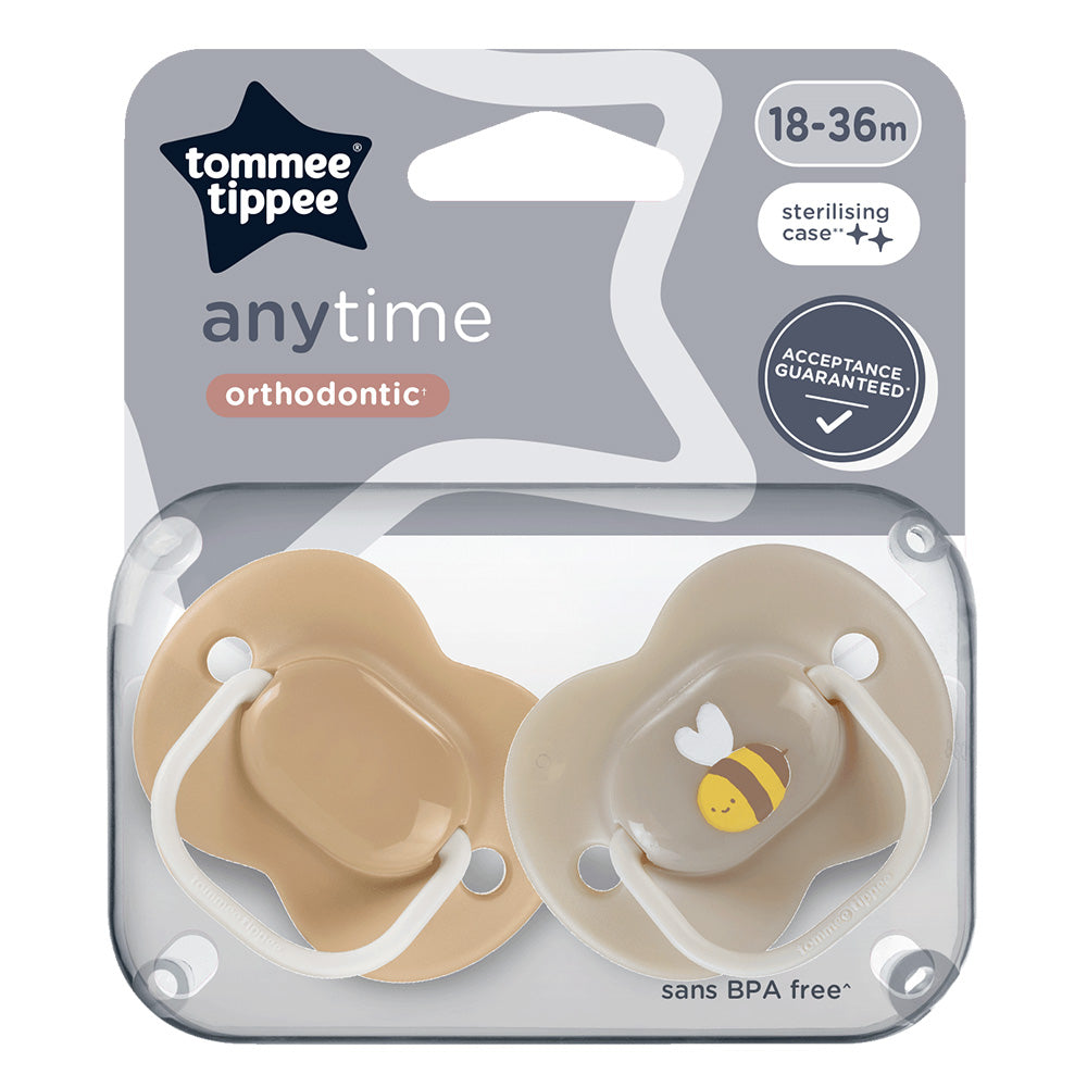 Залъгалки Anytime 18 36м, 2 Бр. Оп., Кафяв Беж Пчела Tommee Tippee