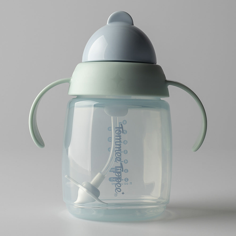 Неразливаща Се Чаша Trainer Straw Със Сламка С Дръжки 240 Мл 6м+ Зелена Tommee Tippee