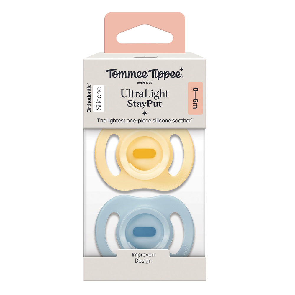 Ортодонтични Залъгалки Ultra Light Stay Put, 0 6м, Жълта Синя Tommee Tippee