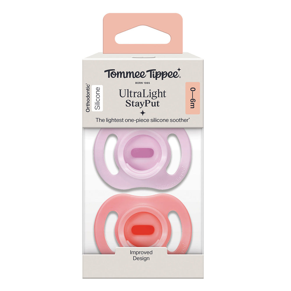 Ортодонтични Залъгалки Ultra Light Stay Put, 0 6м, Розова Лилава Tommee Tippee