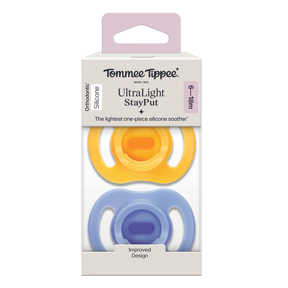 Ортодонтични Залъгалки Ultra Light Stay Put, 6 18м, Жълта Синя Tommee Tippee