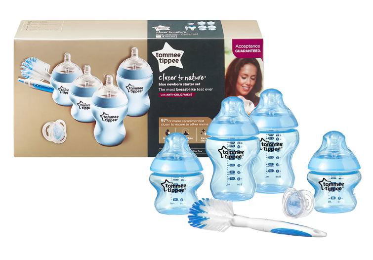 Tommee Tippee Комплект За Новородено + Четка За Шишета Син --- BebeMama