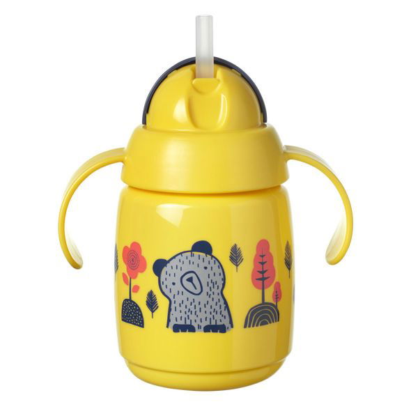 Tommee Tippee Superstar Неразливаща Се Чаша Със Сламка С Дръжки 300Мл 6М+ Bacshield Жълт --- BebeMama