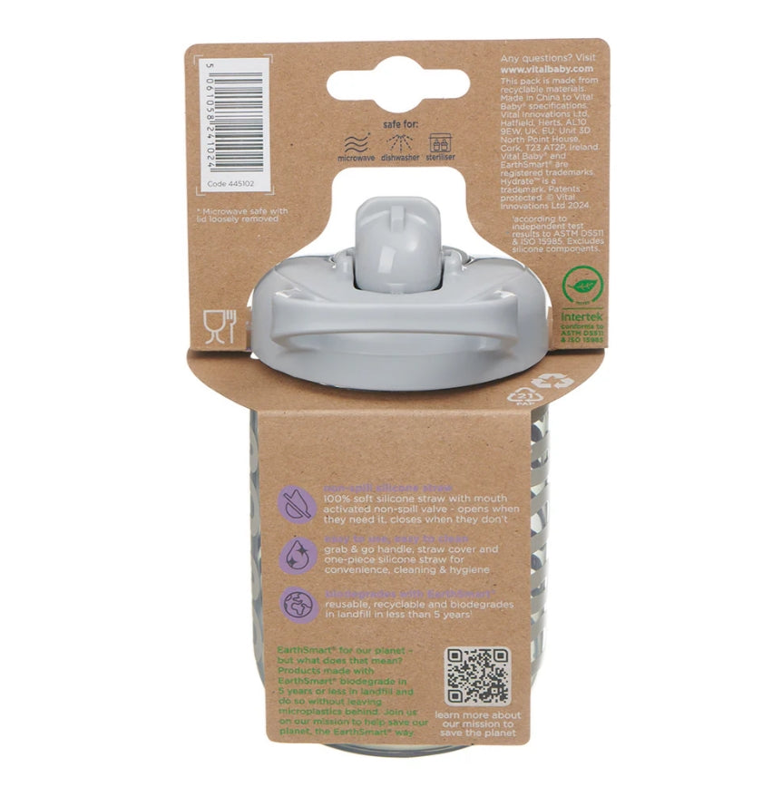 Неразливаща Се Чаша Със Сламка 350 Мл Сива Earthsmart VitalBaby