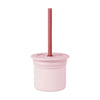 Minikoioi Sip+Snack Силиконов Комплект Сламка И Чаша С 2 Капака - Pink/Velvet Rose --- BebeMama