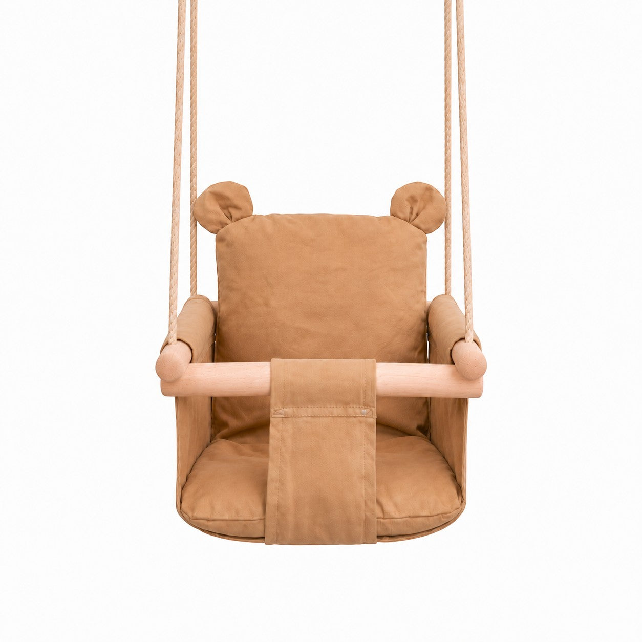 Детска Дървена Люлка Мече Мека Памучна Седалка, До 30 Кг, 28×28×196 См Ginger Home