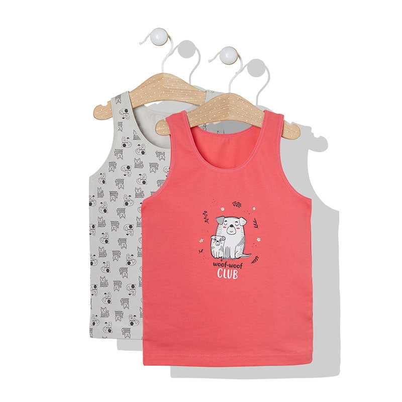 X040 Потник 2Бр. Woof Woof Pink-Grey 7Г --- BebeMama