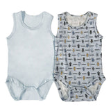 X061 Боди-Потник 2Бр. Clouds Син 86Cm --- BebeMama