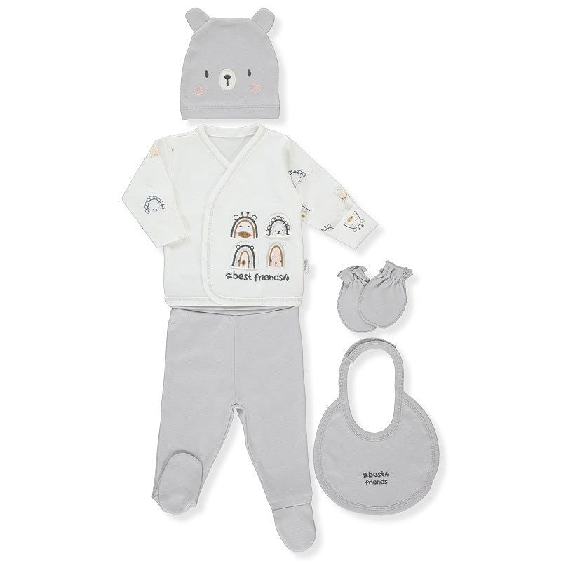 Z904 К-Кт Новородено 5 Ч. Besties Сив 0-3M 62Cm --- BebeMama