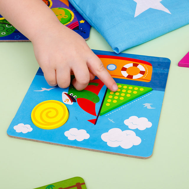 Образователна Игра С Дървени Части Мозайка Сортер Транспорт 22Х6Х25 --- BebeMama