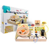 Placă activă din lemn pentru copii cu volan - Mașină