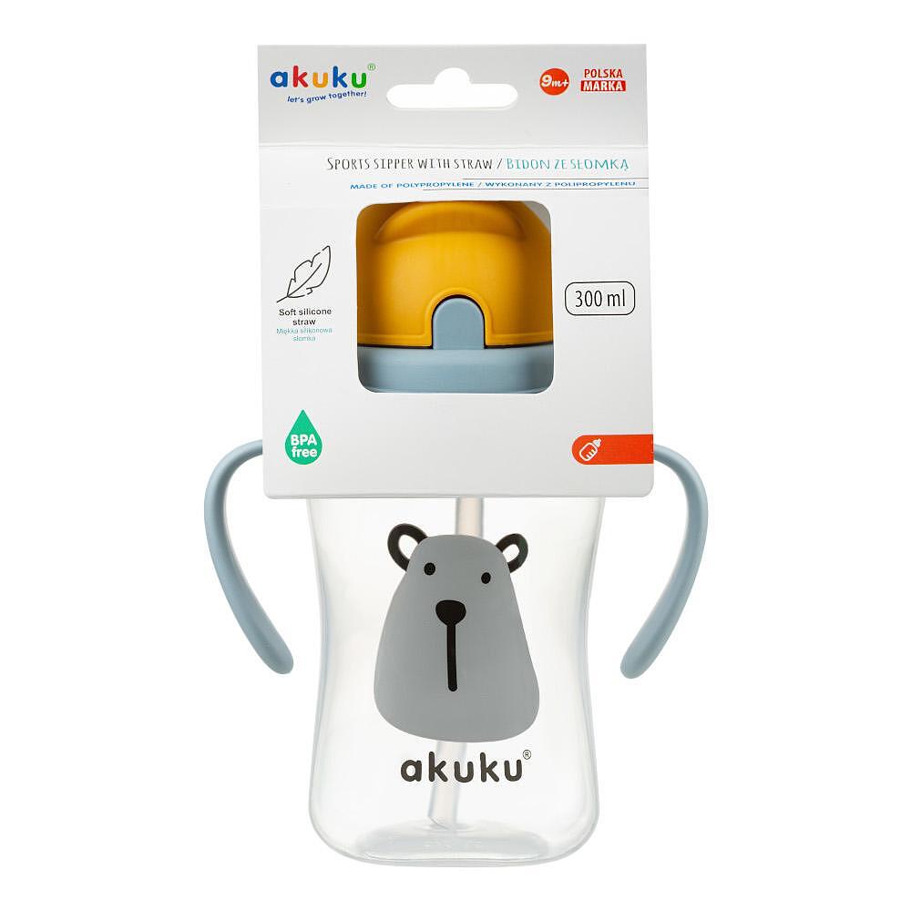 Детска Чаша Със Силиконова Сламка 300 Ml Bear 0203 Akuku