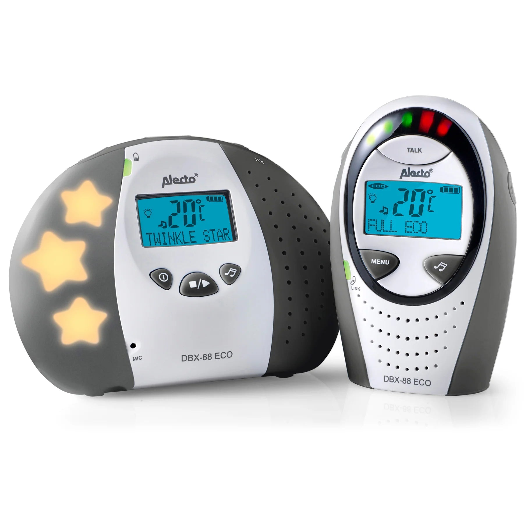 Бебефон С Дигитален Дисплей Full Eco Dect White Anthracite Dbx 88 Alecto
