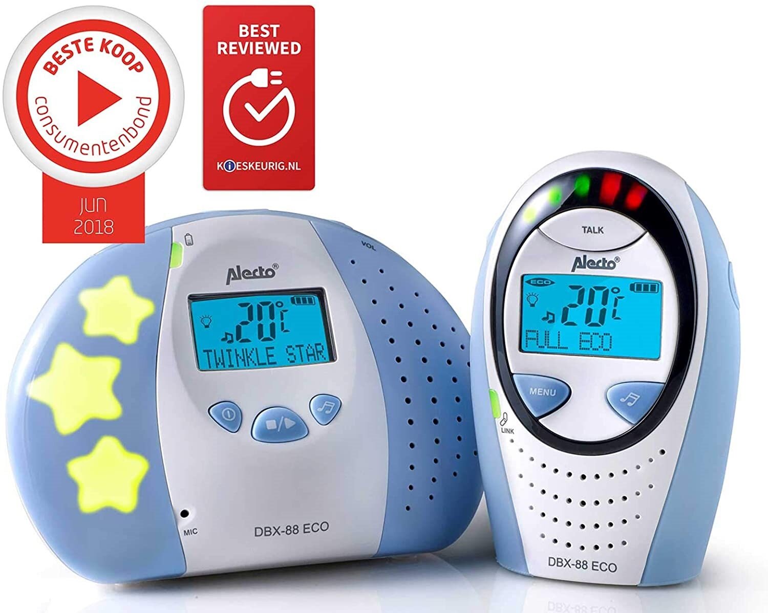 Бебефон С Дигитален Дисплей Full Eco Dect White Anthracite Dbx 88 Alecto